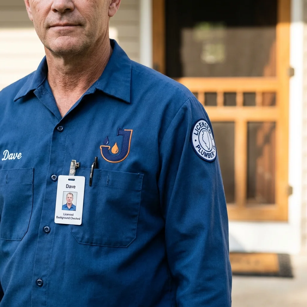 Licensed plumber showing ID badge in Manitou Springs, CO