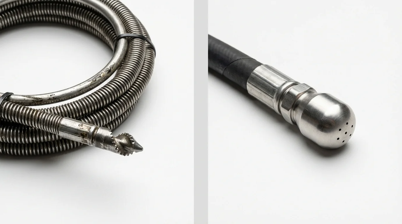 Drain snake cable and hydro jetting nozzle used for drain cleaning in Manitou Springs, CO