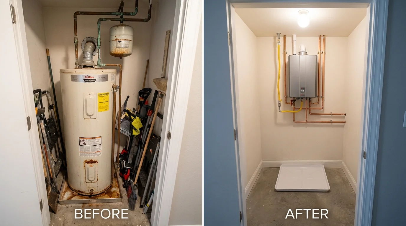 Tank water heater versus wall-mounted tankless unit comparison for Manitou Springs, CO homeowners