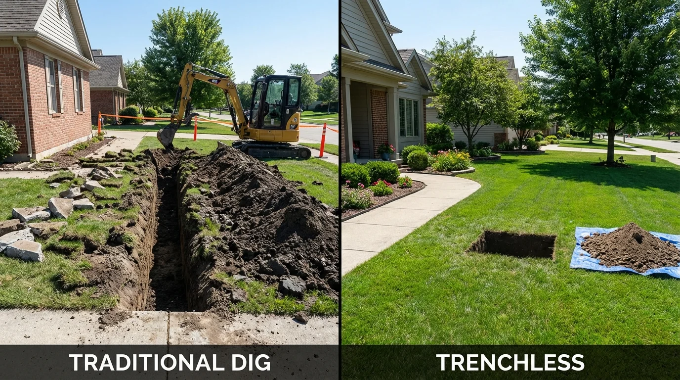 Trenchless sewer repair with minimal yard damage versus traditional excavation in Manitou Springs, CO